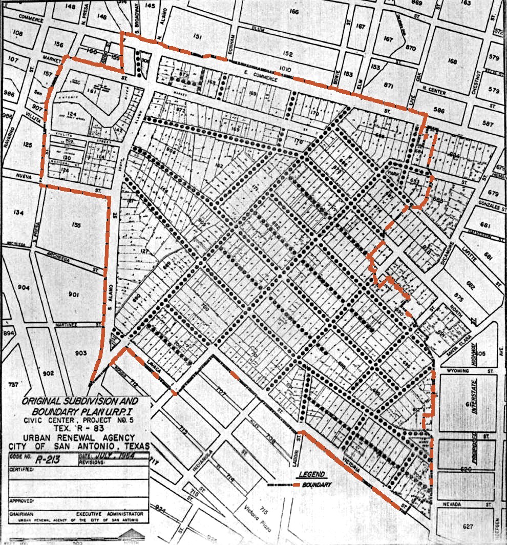Urban Renewal Agency boundary plan, July 1964, with the project boundary in color